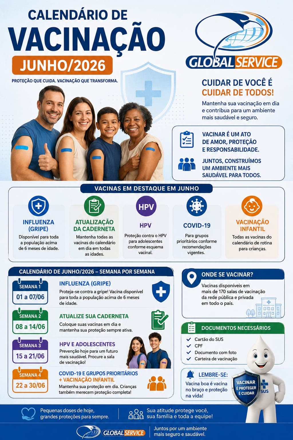 Calendário de Vacinação Junho/2026: Proteção que Cuida, Vacinação que Transforma