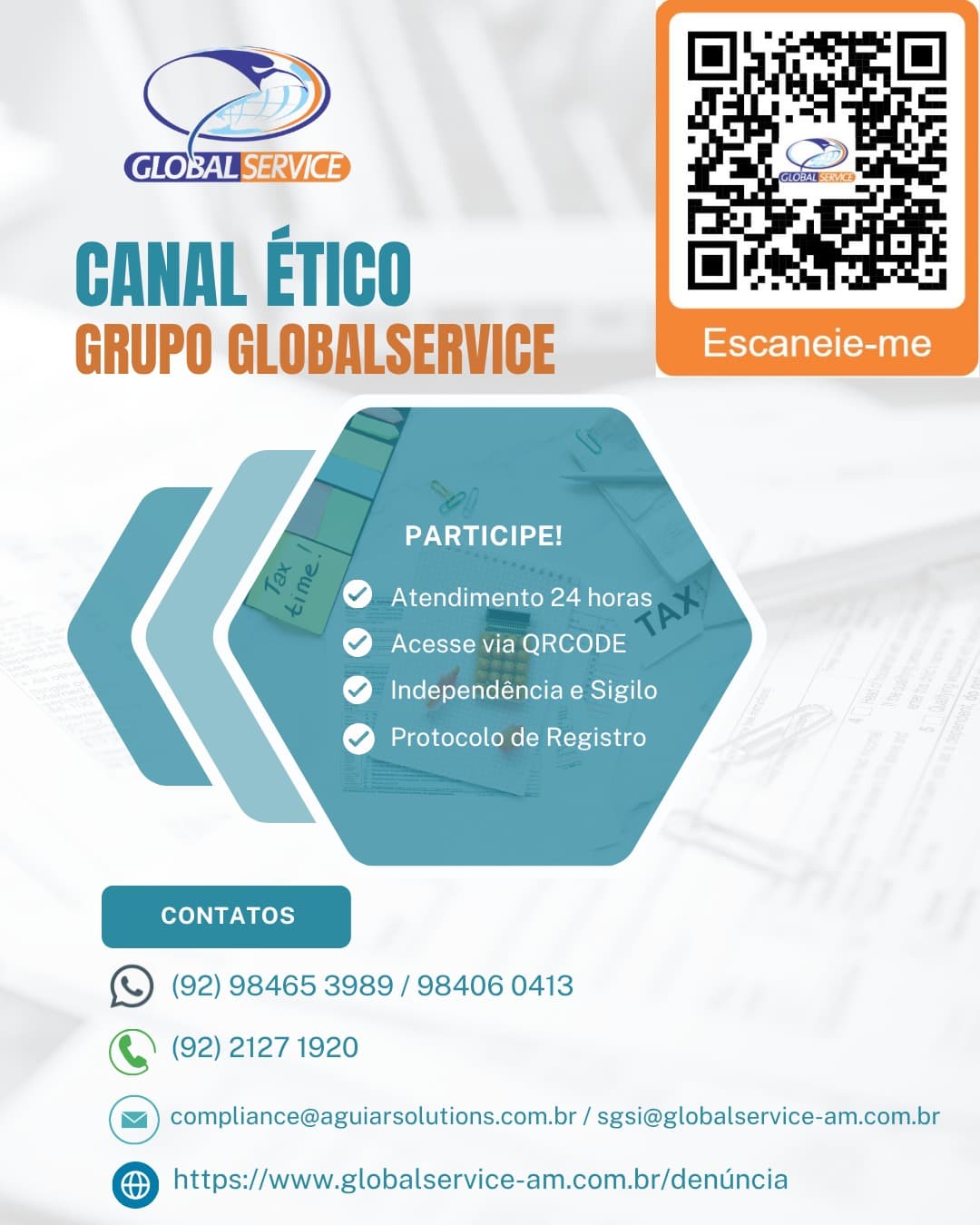 Canal Ético GLOBALSERVICE: sua voz fortalece um ambiente mais íntegro e seguro